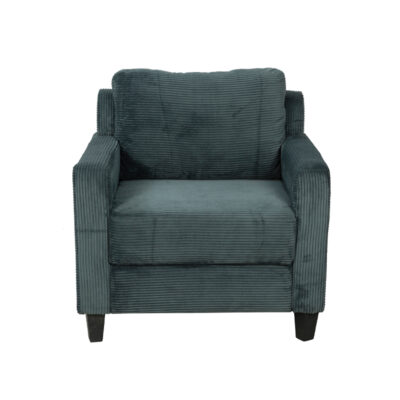 Dark Teal Corduroy Armchair with Wide Arms