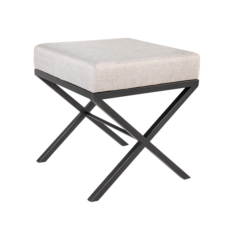 Geometric Metal X-Base Upholstered Stool | TS004