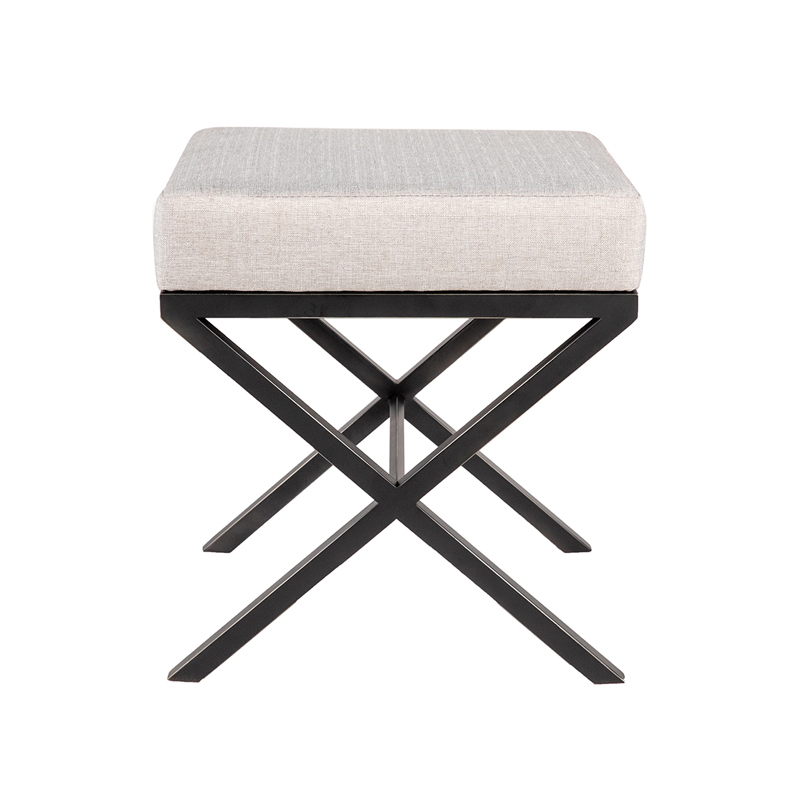 Geometric Metal X-Base Upholstered Stool | TS004