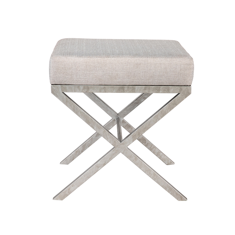 Geometric Metal X-Base Upholstered Stool | TS004