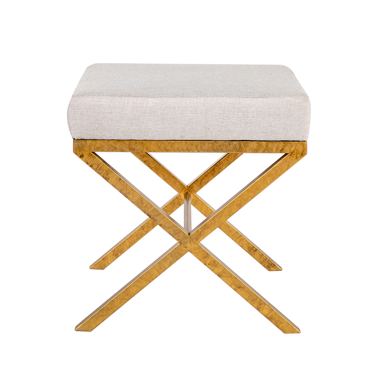 Geometric Metal X-Base Upholstered Stool | TS004