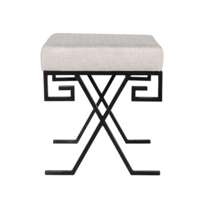 Greek Key Metal X-Base Upholstered Stool