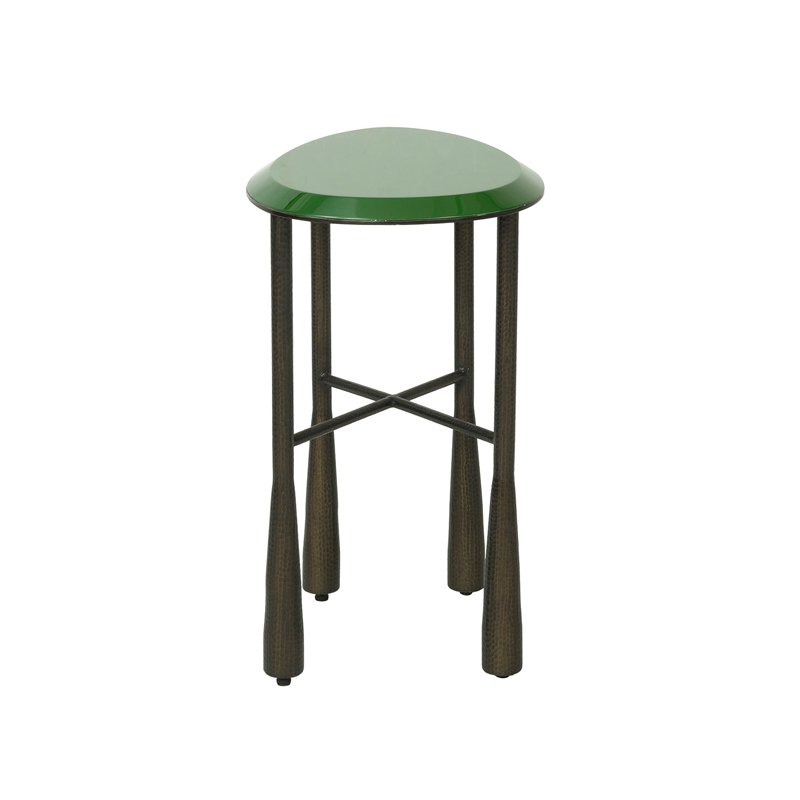 Green Oval Top Hammered Metal Side Table | ST098