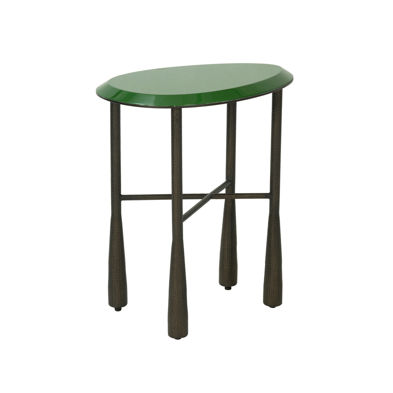 Green Oval Top Hammered Metal Side Table | ST098