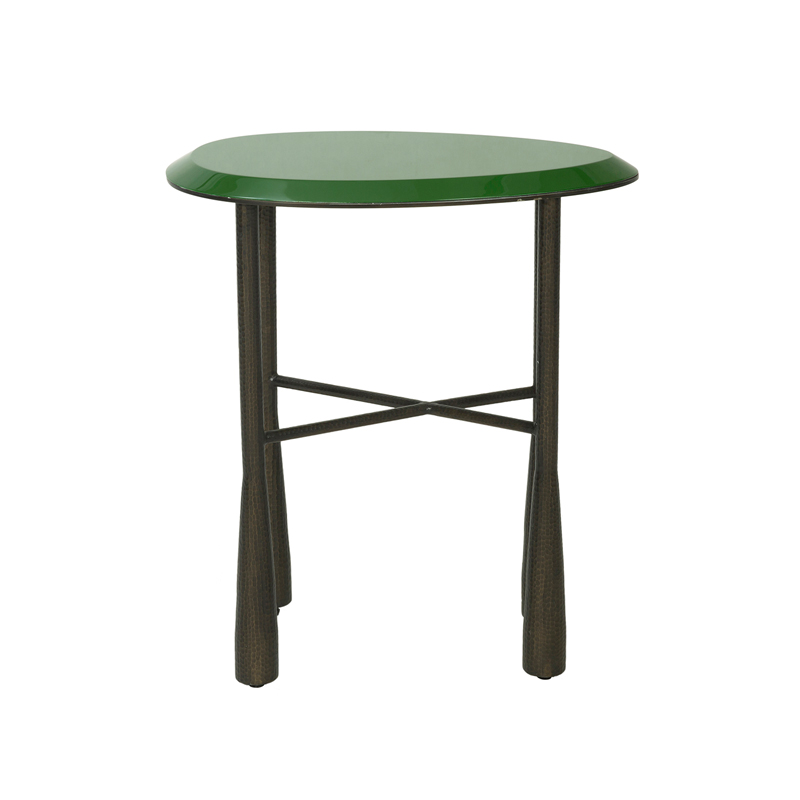 Green Oval Top Hammered Metal Side Table | ST098