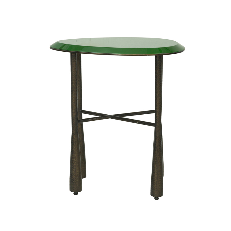 Green Oval Top Hammered Metal Side Table | ST098