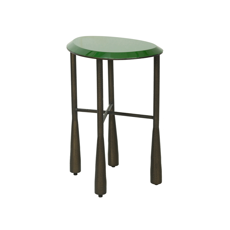 Green Oval Top Hammered Metal Side Table | ST098