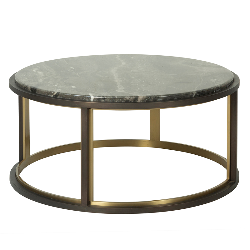 Marble Round Coffee Table with Gold Accent Metal Base | CF078
