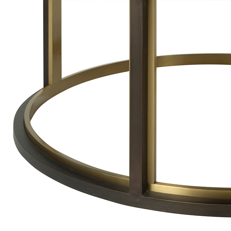 Marble Round Coffee Table with Gold Accent Metal Base | CF078