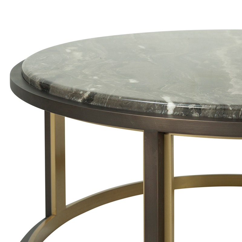 Marble Round Coffee Table with Gold Accent Metal Base | CF078