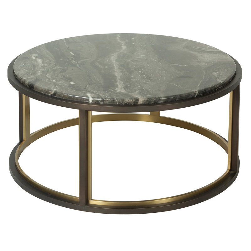 Marble Round Coffee Table with Gold Accent Metal Base | CF078