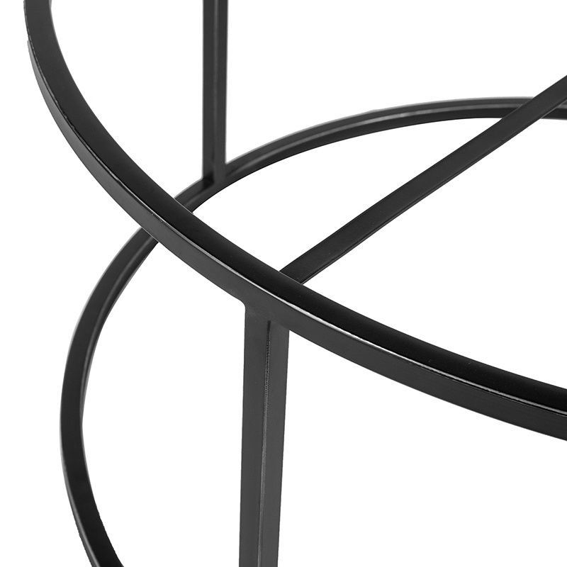 Marble Round Coffee Table with Black Metal Frame | CF079