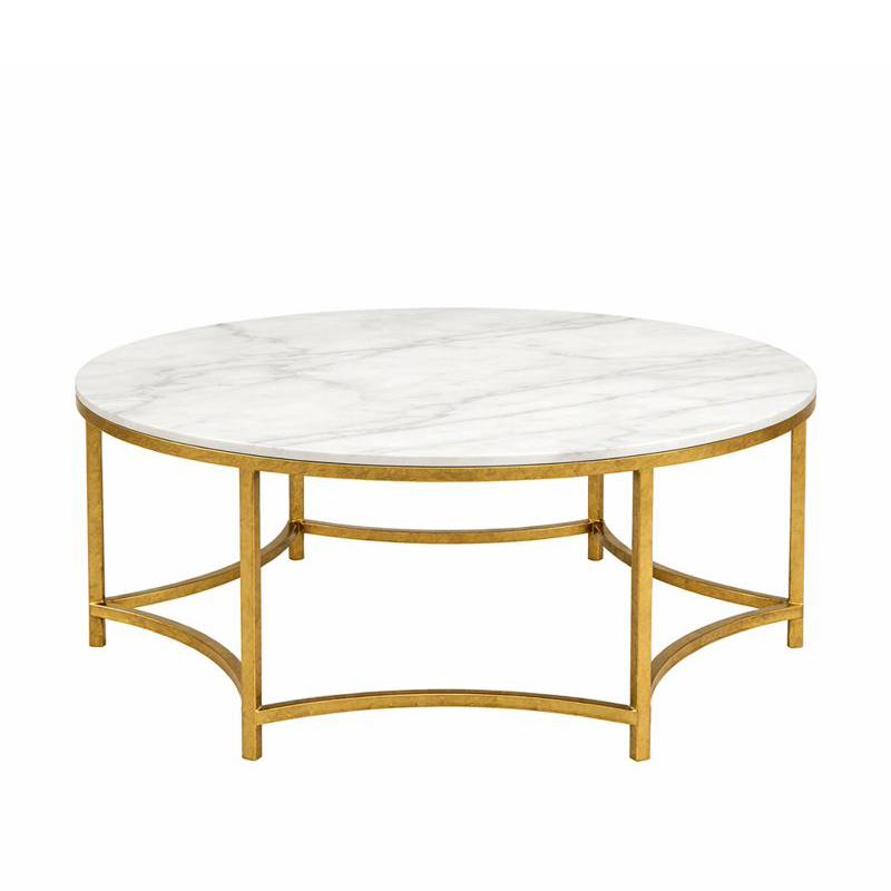Marble Round Coffee Table with Curved Metal Frame | CF080