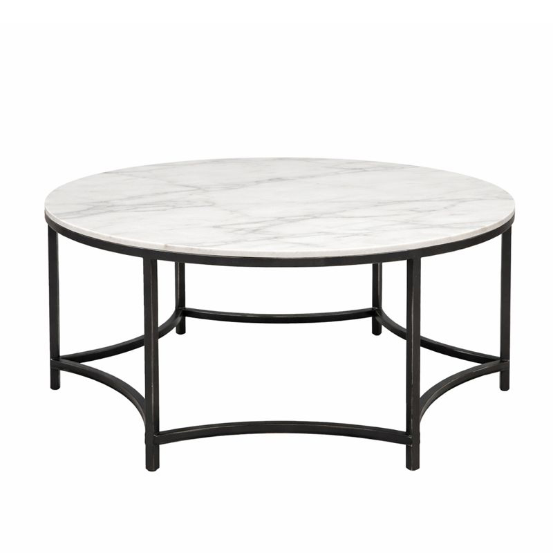 Marble Round Coffee Table with Curved Metal Frame | CF080