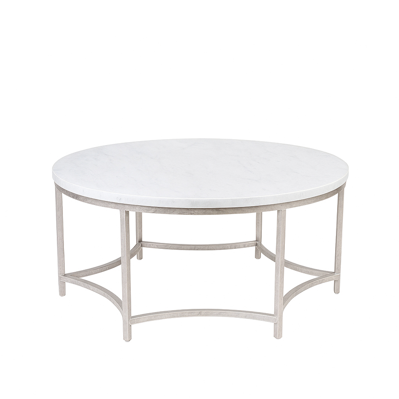Marble Round Coffee Table with Curved Metal Frame | CF080