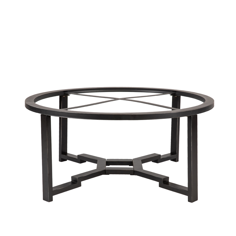 Marble Round Coffee Table with Geometric Metal | CF081