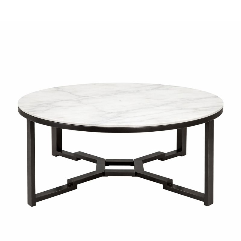 Marble Round Coffee Table with Geometric Metal | CF081