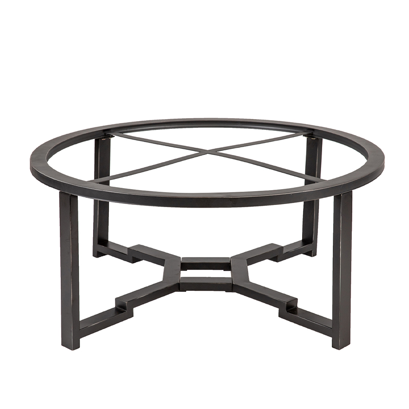 Marble Round Coffee Table with Geometric Metal | CF081