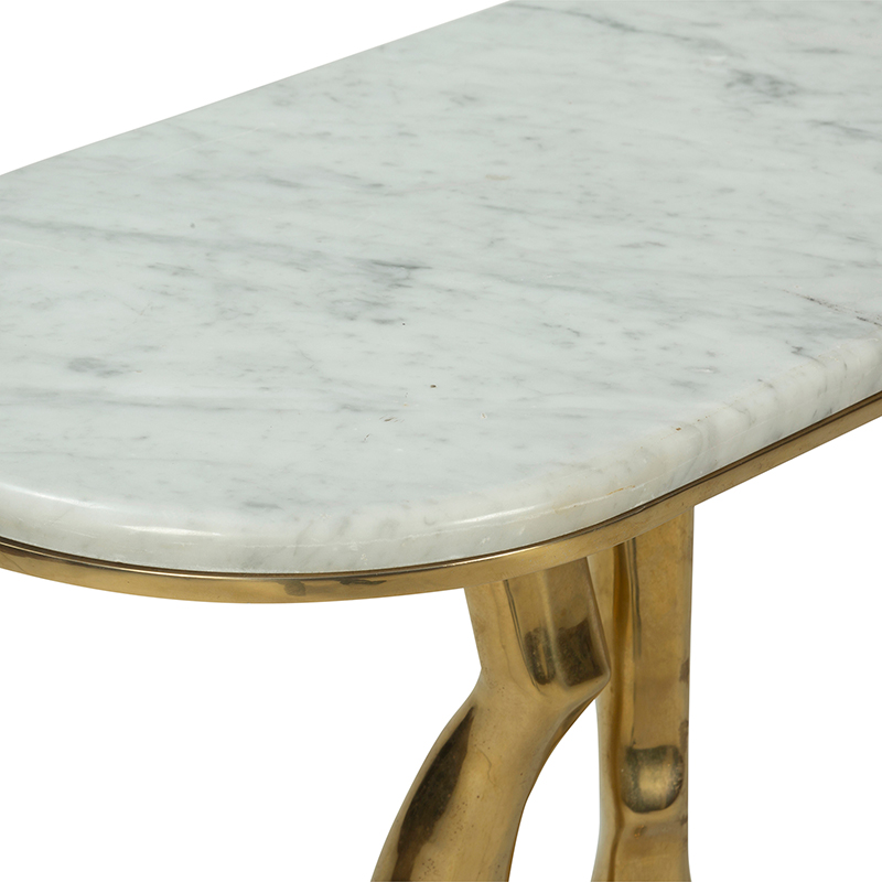 Marble Top Console Table with Sculptural Gold Human Leg Base | CS006