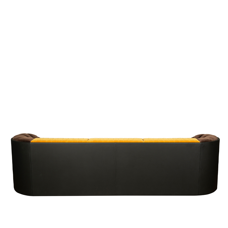 Mustard Yellow Velvet 3-Seater Sofa with Channel Tufting | TSF017