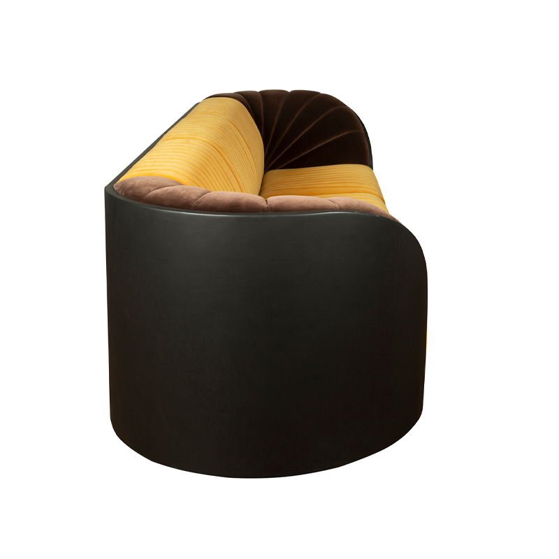 Mustard Yellow Velvet 3-Seater Sofa with Channel Tufting | TSF017