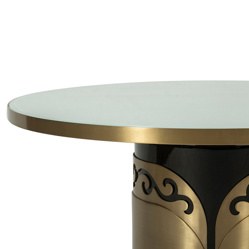 Ornate Gold Pedestal Round Glass Coffee Table | CF076