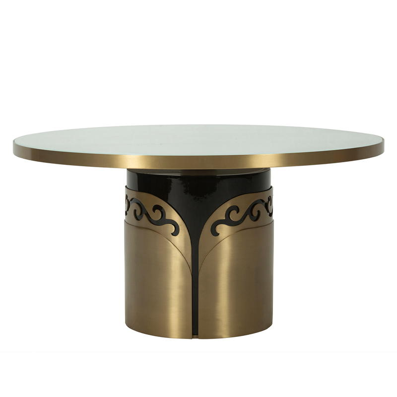 Ornate Gold Pedestal Round Glass Coffee Table | CF076
