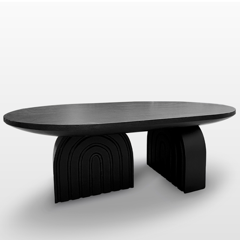 Oval Wooden Coffee Table with Double Arch Base | CF038