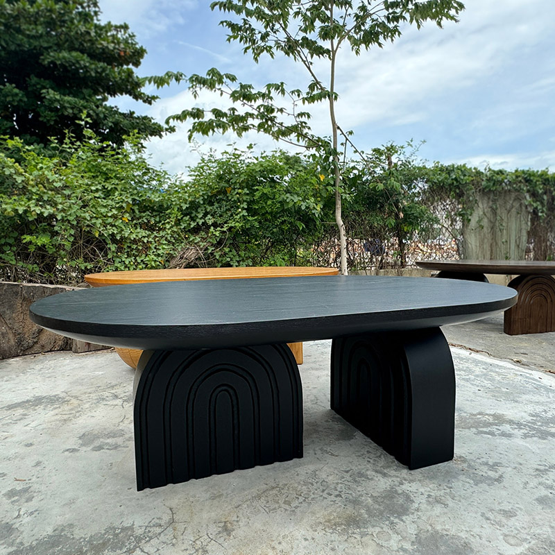 Oval Wooden Coffee Table with Double Arch Base | CF038