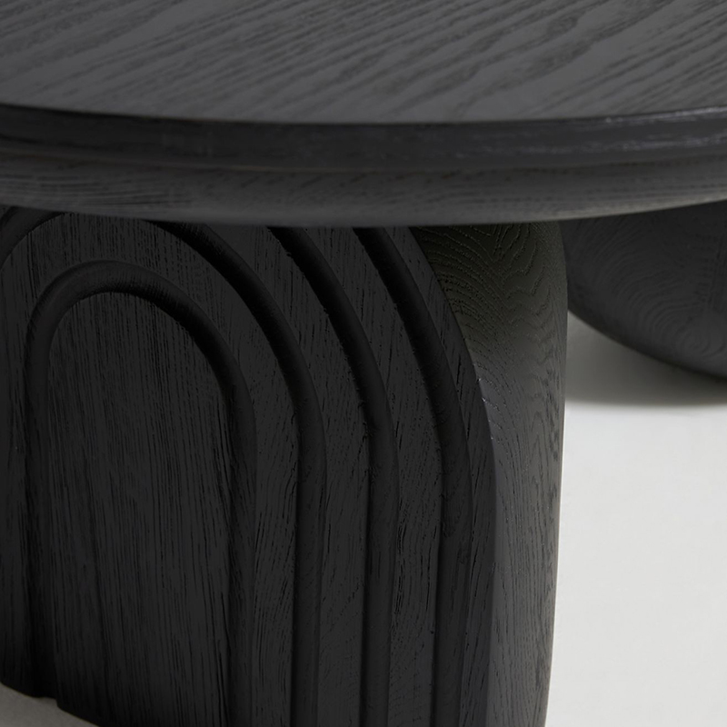 Oval Sculptural Wooden Coffee Table with Sphere and Arch Base | CF037