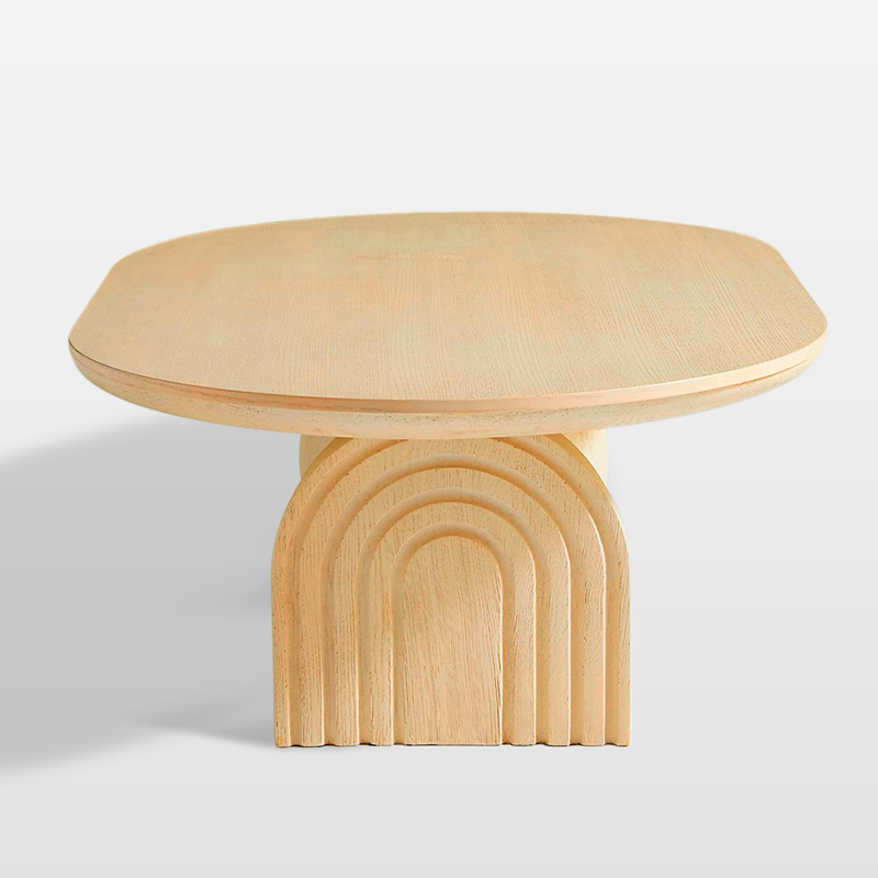 Oval Sculptural Wooden Coffee Table with Sphere and Arch Base | CF037