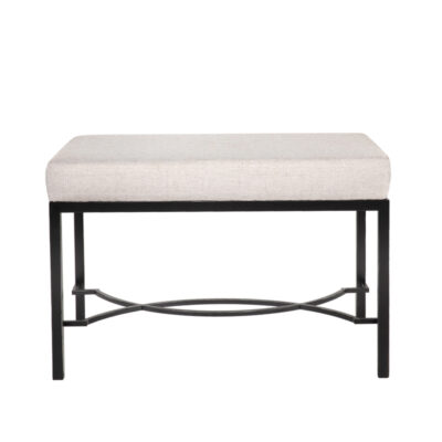 Decorative Oval X-Brace Metal Frame Upholstered Ottoman