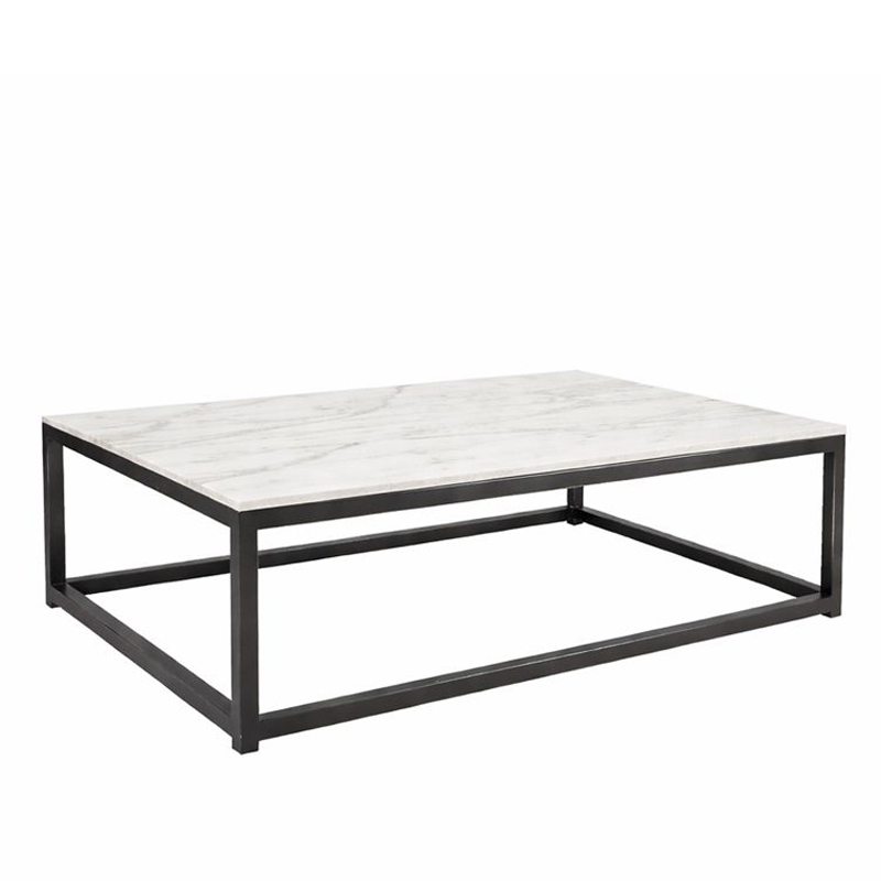 Rectangular Marble Top Coffee Table with Open Metal Frame | CF088