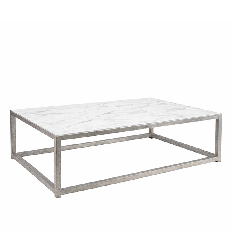 Rectangular Marble Top Coffee Table with Open Metal Frame | CF088