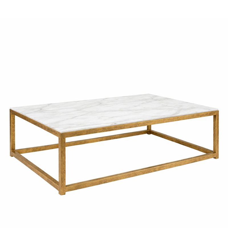 Rectangular Marble Top Coffee Table with Open Metal Frame | CF088