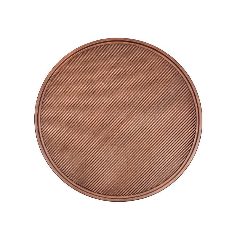 Round Fluted Wood Coffee Table with Cross-Braced Base | CF015