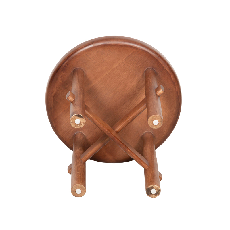 Round Fluted Wooden Side Table with Cross-Braced Legs | ST096