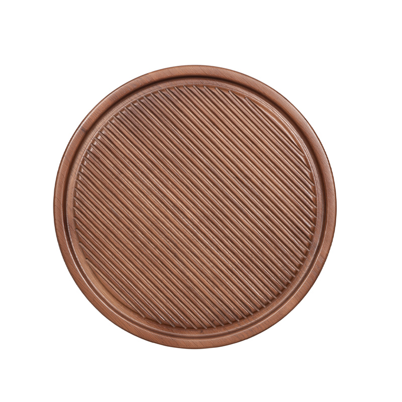 Round Fluted Wooden Side Table with Cross-Braced Legs | ST096