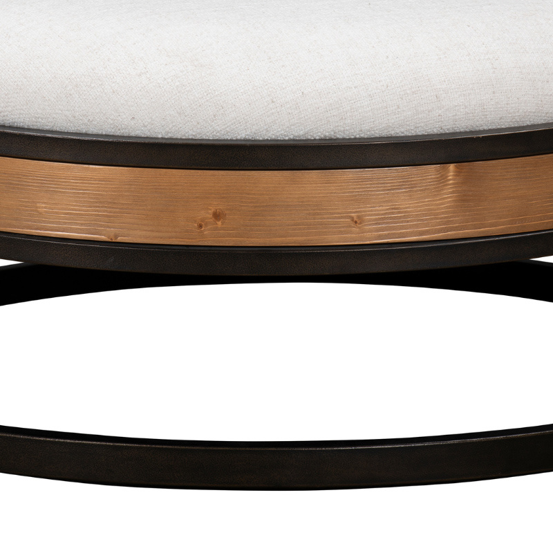 Round Upholstered Coffee Table with Wood and Metal Base | CF082