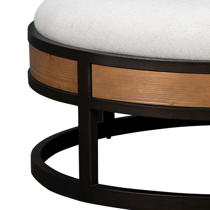 Round Upholstered Coffee Table with Wood and Metal Base | CF082