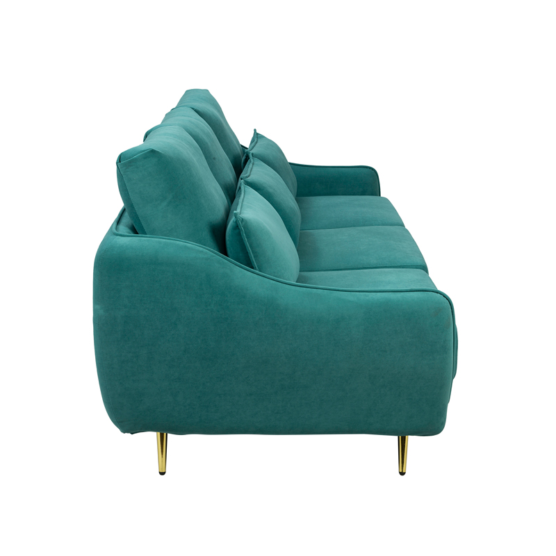 Teal Green Upholstered 3-Seater Sofa with Gold Legs | TSF006B