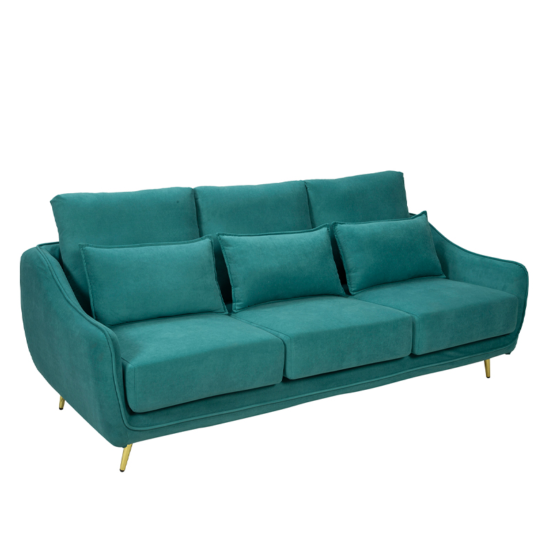 Teal Green Upholstered 3-Seater Sofa with Gold Legs | TSF006B