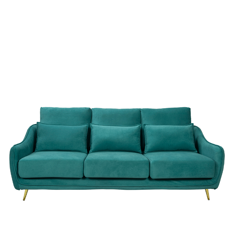 Teal Green Upholstered 3-Seater Sofa with Gold Legs | TSF006B