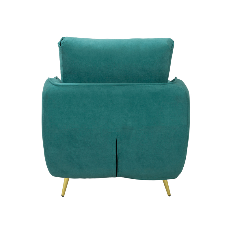 Teal Upholstered Armchair with Curved Arms and Gold Legs | TC039