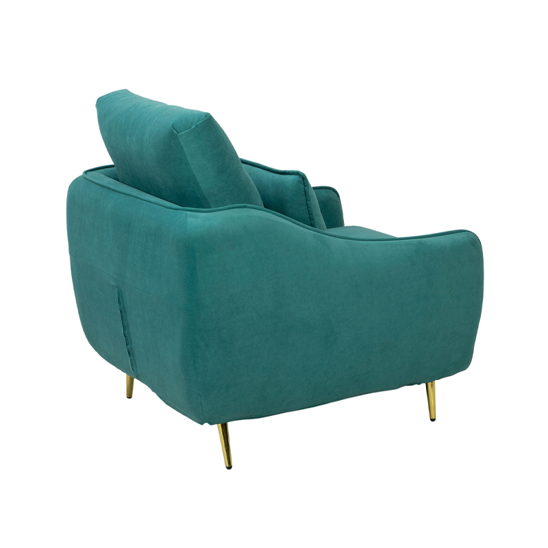 Teal Upholstered Armchair with Curved Arms and Gold Legs | TC039