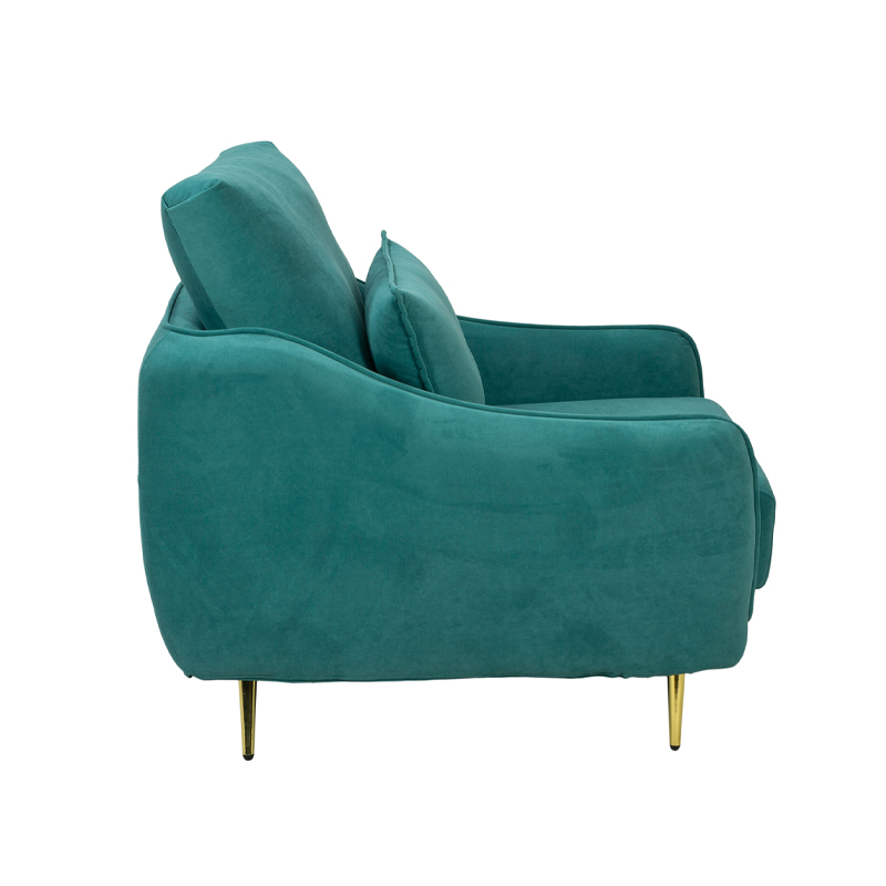 Teal Upholstered Armchair with Curved Arms and Gold Legs | TC039